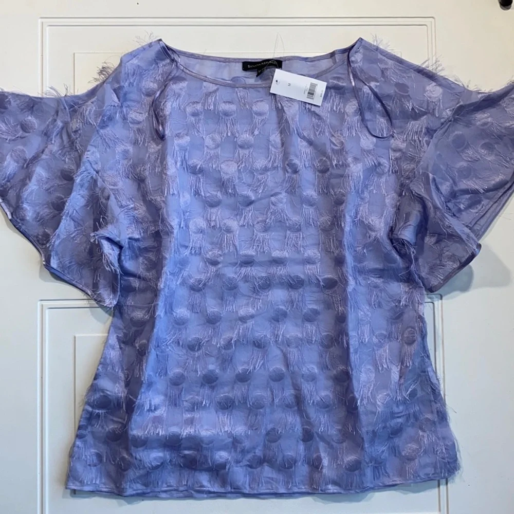 NWT Banana Republic Satin Trim Flutter Sleeve Eyelash Top - Picture 1 of 7